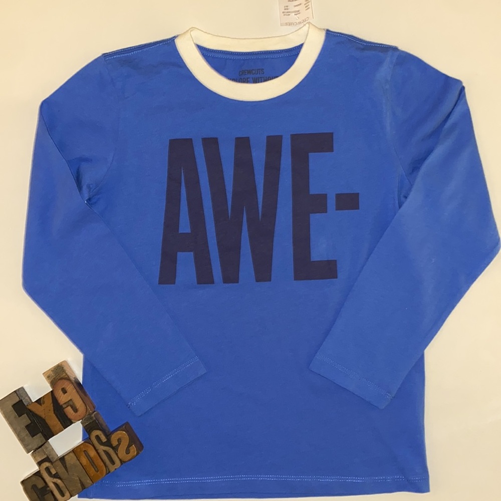 🆕CREWCUTS Boy’s Explore Without Footprints “AWESOME” Long Sleeve Tee